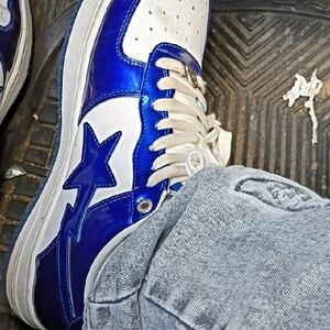 Metallic Royal Blue Star Accent Sneakers